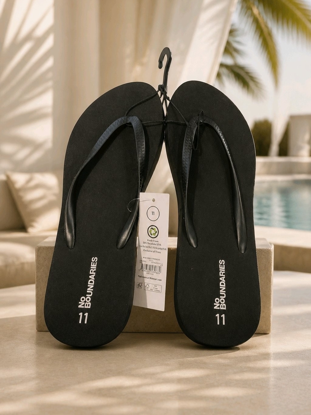 No Boundaries Black Flip Flop Sandals